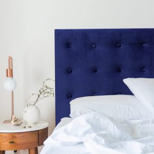 Royal Blue Velvet Buttoned Upholstered Bedhead - Martini Furniture