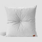 milk Velvet Cushion with Centre Button