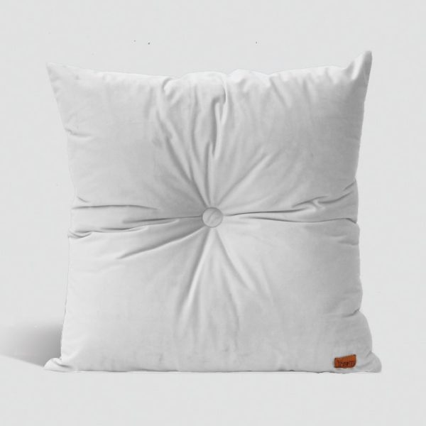 milk Velvet Cushion with Centre Button