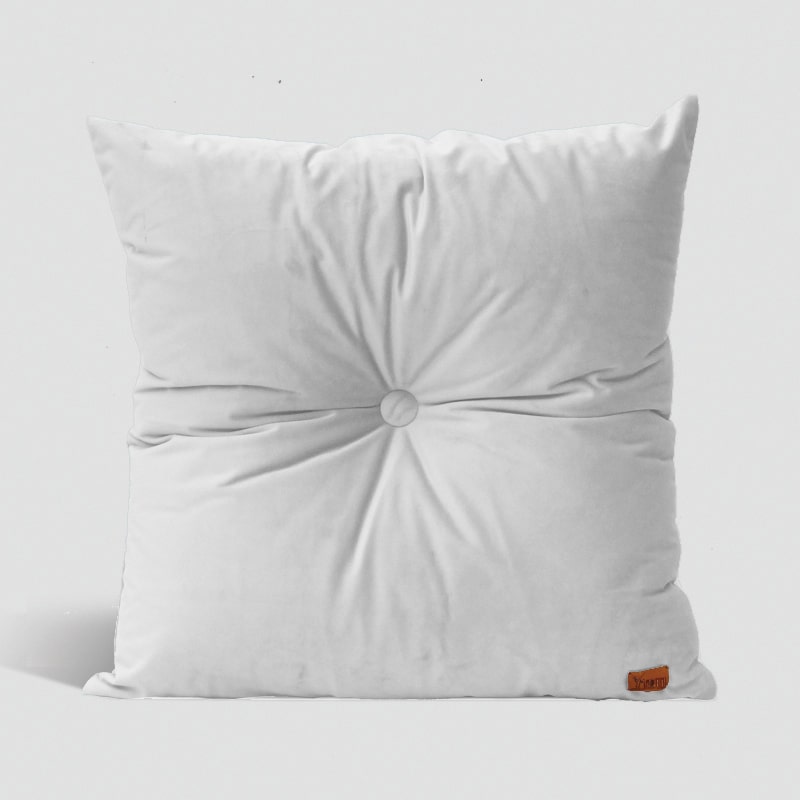 milk Velvet Cushion with Centre Button