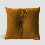 Mustard Velvet Cushion with Centre Button