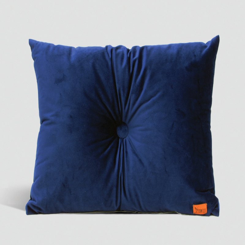 Royal Blue Velvet Cushion with Centre Button