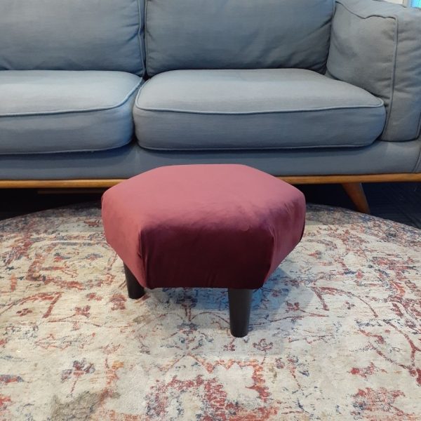 Velvet Upholstered Footstool - Hexagon
